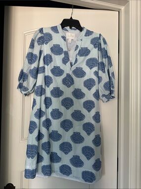 Lilly Pulitzer Light Blue Shell-Print Mini Dress